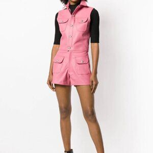 Maker of Jacket Pink Leather Playsuit